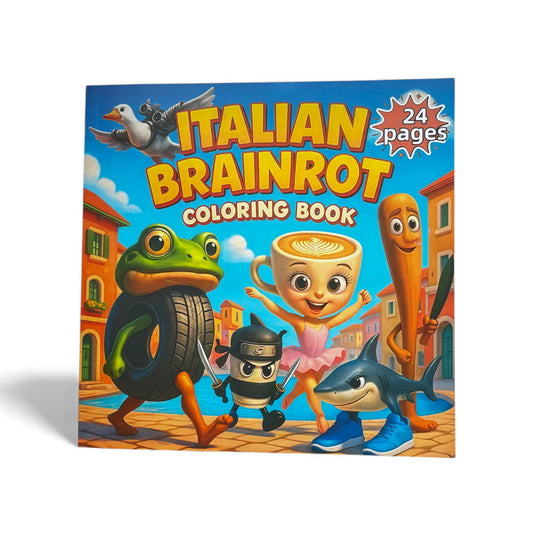 Italian Brainrot Colourful Character Town Colouring Book