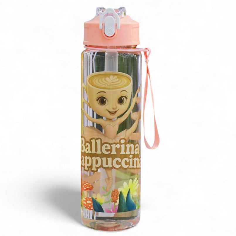 Ballerina Cappuccina – Clear 750ml Italian Brainrot Water Bottle